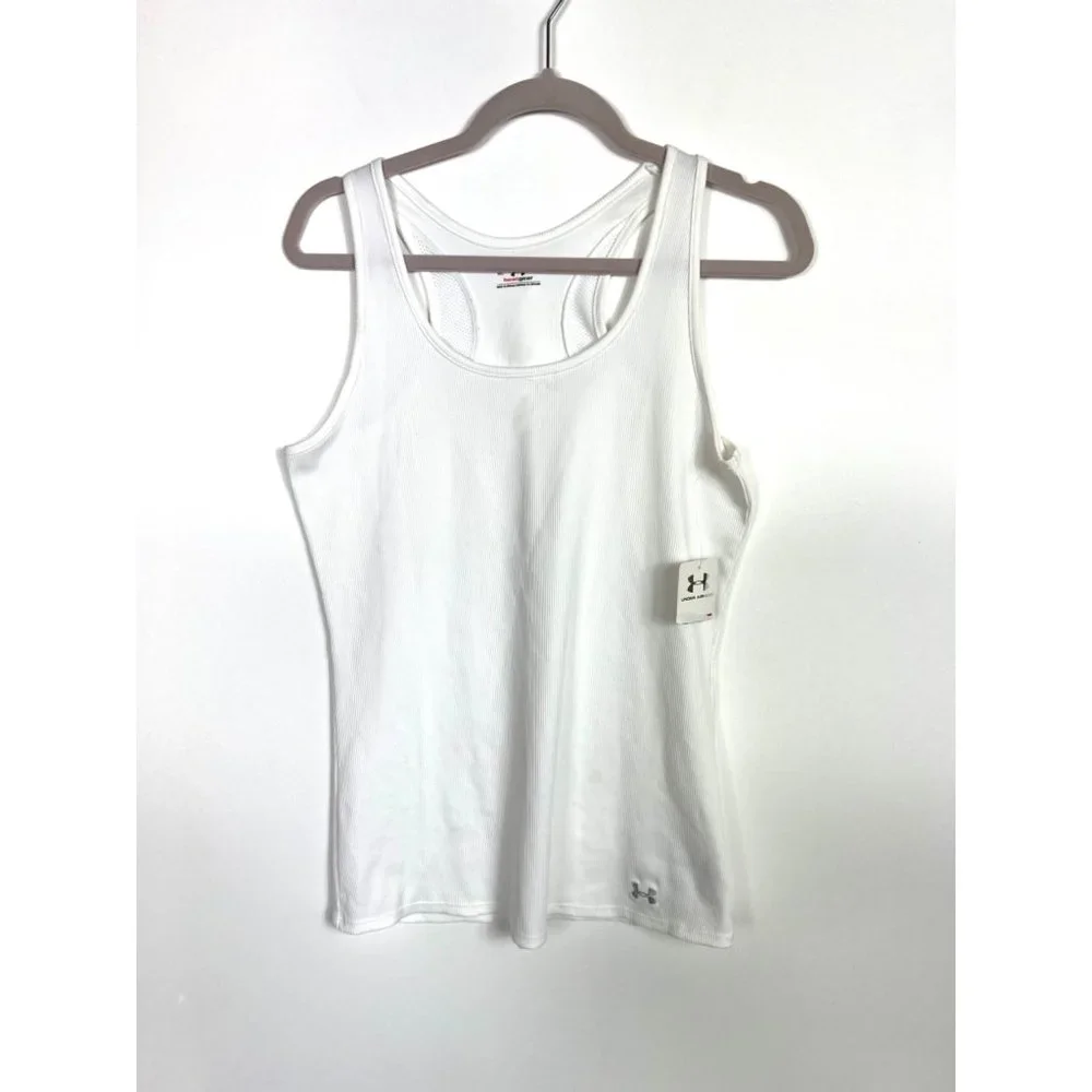 Under armour heat gear white tank top NWT